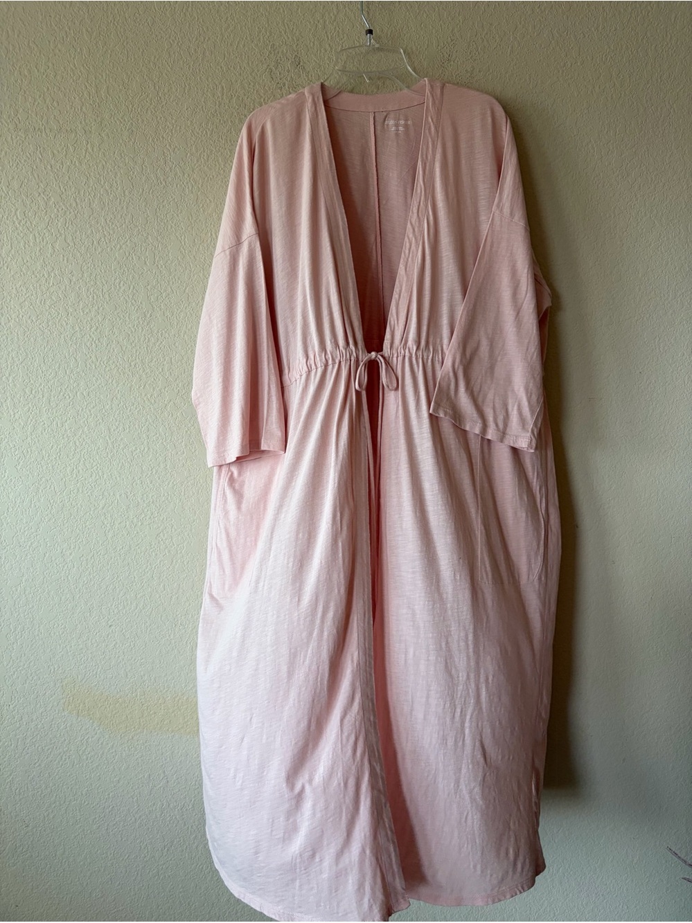 Eileen Fisher Kimono Sleep Robe Women 1X/2X pink organic cotton lounge sleep